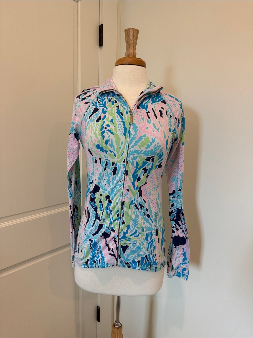 Lilly Pulitzer Pastel Seafoam Pink Blue Zip-Up Jacket